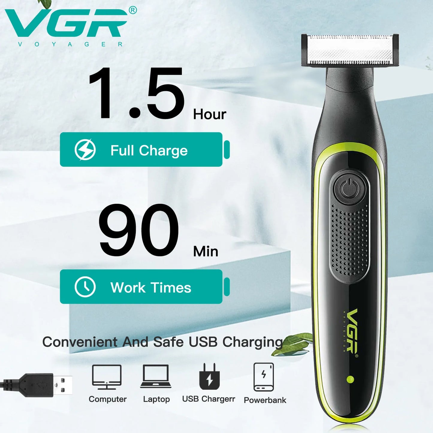 Aparat de Ras Electric VGR V-017 – Reîncărcabil, Rezistent la Apă, pentru Bărbați