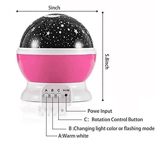 🌟 Lampa de veghe cu Proiector Rotativ cu Stele și Lună, Roz
