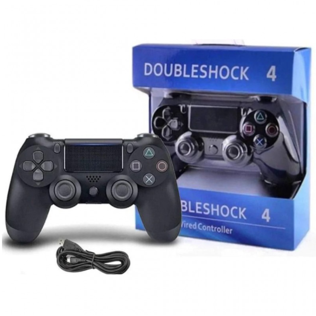 Controller cu fir Doubleshock 4, Pentru consola PS4, PS TV, PS Now Cu vibratii, Negru
