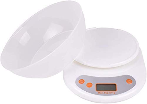 Cantar electronic de bucatarie cu bol de plastic, 5 kg, afisaj digital, alb