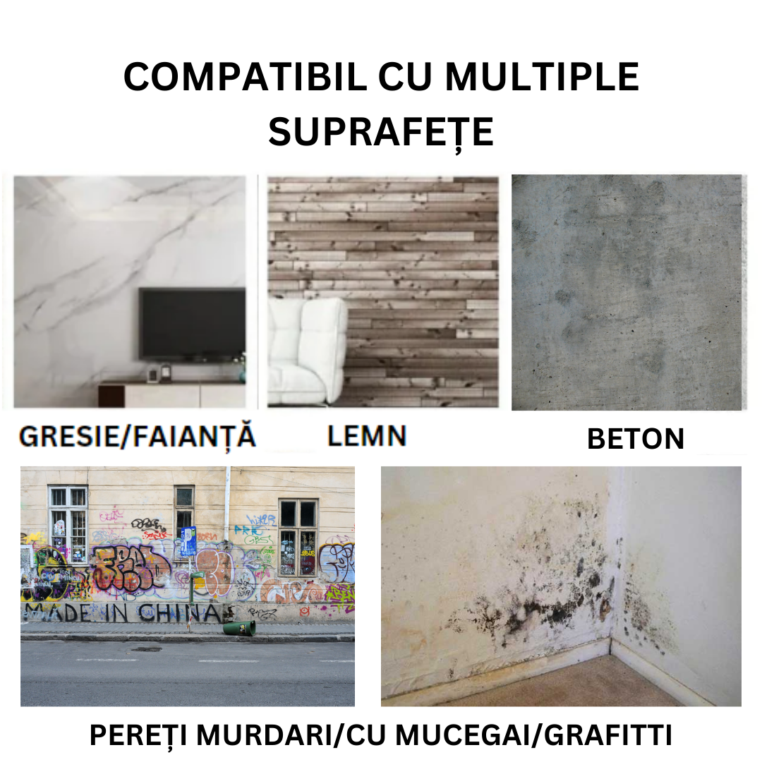Set 10 x Tapet Autocolant, 3D, Usor de Montat, Rezistent la Apa, Modern, Model Caramida, Maro / Albastru, 70x77 cm