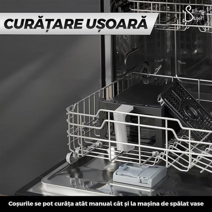 Friteuza Dubla Fara Ulei, programe smart chef automate, afisaj digital, tehnologie smart sensing, temperatura ajustabila, functie de pastrare la cald, tensiune alimentare 240 V, 8 L, negru