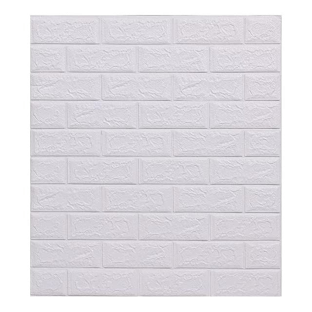 Set 10 x Tapet Autocolant, 3D, Usor de Montat, Rezistent la Apa, Modern, Model Caramida Alb, 70x77 cm