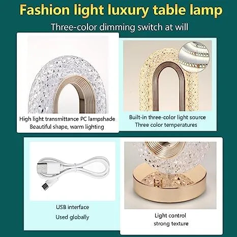 Lampa Diamond Crystal LED, cu 3 temperaturi de culoare, alb rece, alb cald, neutru, culoare auriu