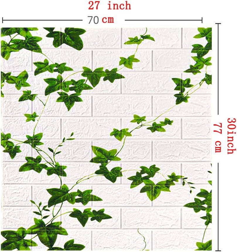 Set 10 x Tapet Autocolant, 3D, Usor de Montat, Rezistent la Apa, Modern, Flori Verzi, 70x77 cm