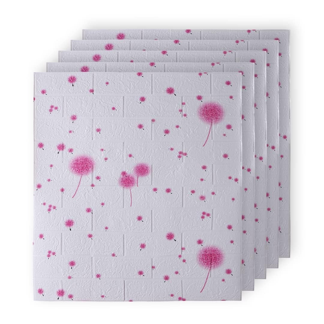 Set 10 x Tapet Autocolant, 3D, Usor de Montat, Rezistent la Apa, Modern, Model Flori Roz, 70x77 cm