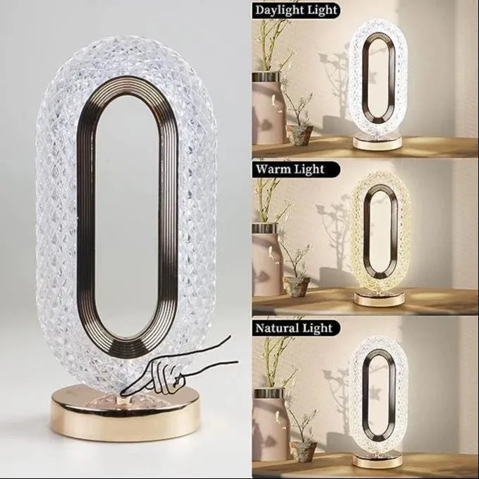 Lampa Diamond Crystal LED, cu 3 temperaturi de culoare, alb rece, alb cald, neutru, culoare auriu