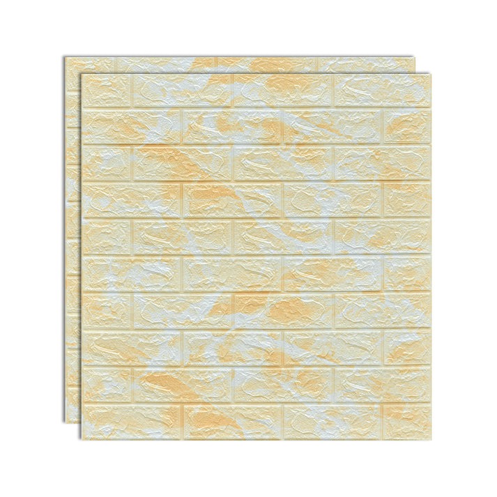 Set 10 x Tapet Autocolant, 3D, Usor de Montat, Rezistent la Apa, Modern, Model Galben/Alb 70x77 cm