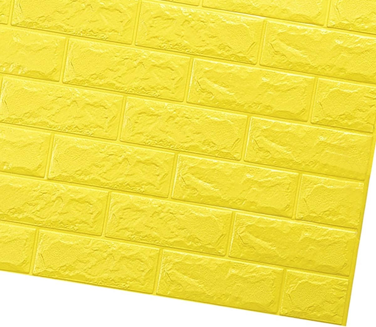 Set 10 x Tapet Autocolant, 3D, Usor de Montat, Rezistent la Apa, Modern, Galben, 70x77 cm