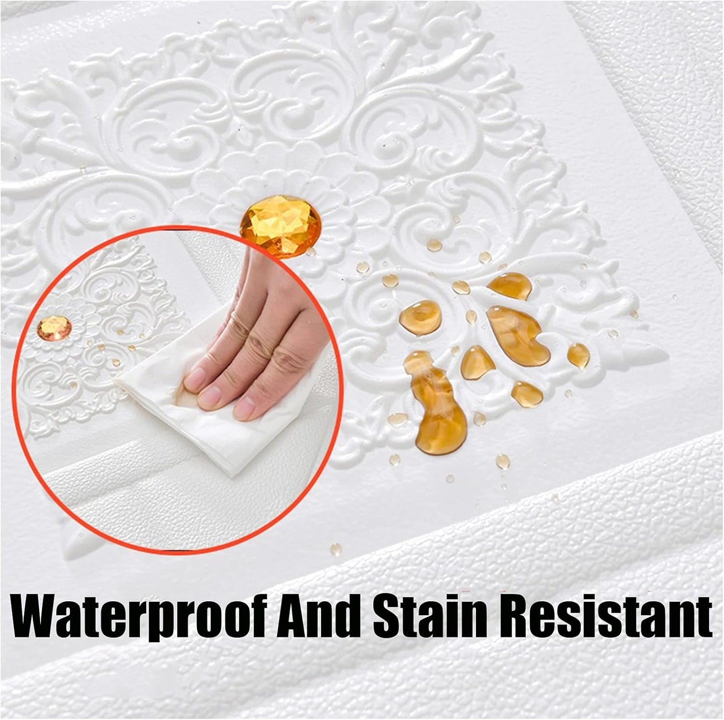 Set 10 x Tapet Autocolant, 3D, Usor de Montat, Rezistent la Apa, Modern, Model Romb Alb, 70x70 cm