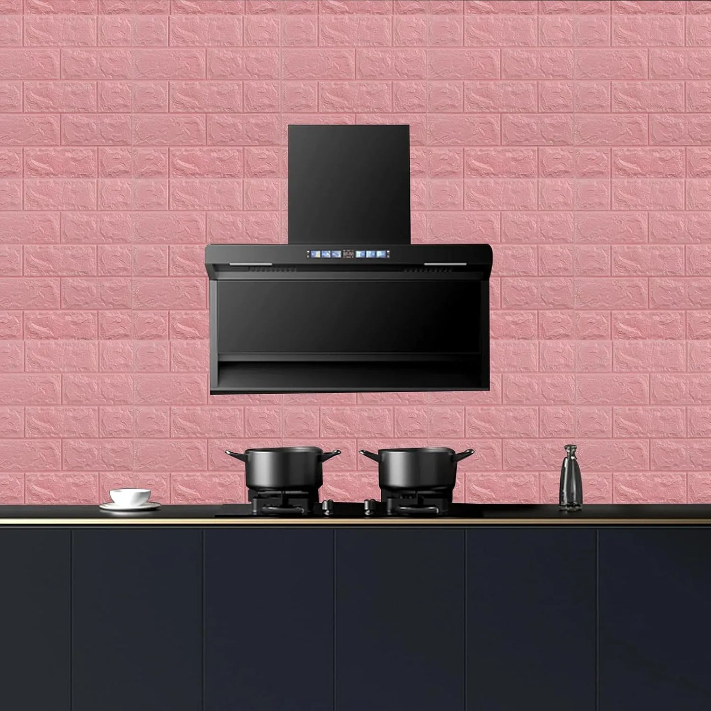 Set 10 x Tapet Autocolant, 3D, Usor de Montat, Rezistent la Apa, Modern, Caramida Roz, 70x77 cm