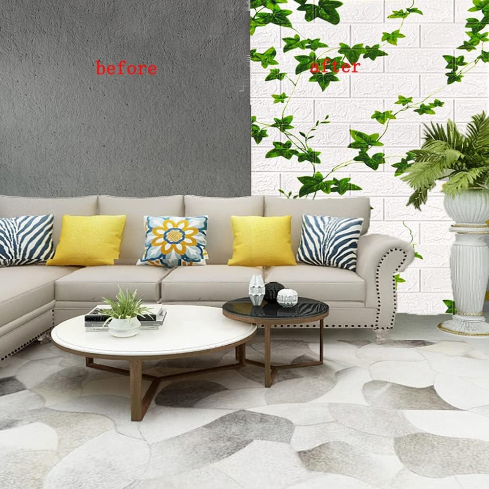 Set 10 x Tapet Autocolant, 3D, Usor de Montat, Rezistent la Apa, Modern, Flori Verzi, 70x77 cm