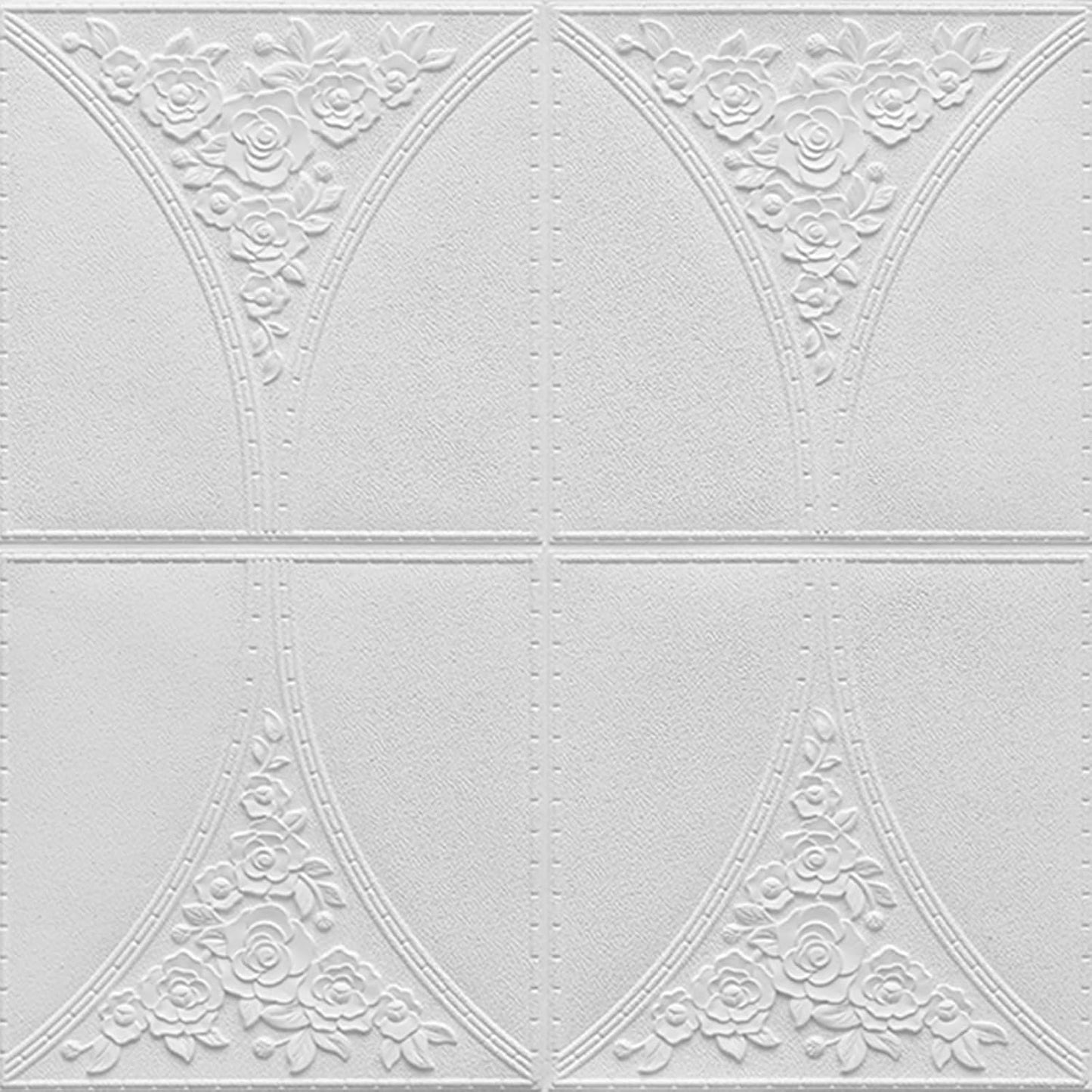 Set 10 x Tapet Autocolant, 3D, Usor de Montat, Rezistent la Apa, Modern, Model Flori Alb🌸, 70x70 cm