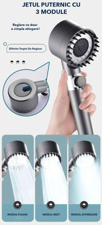 Para de dus cu perie de masaj incorporata, TURBOCHARGED