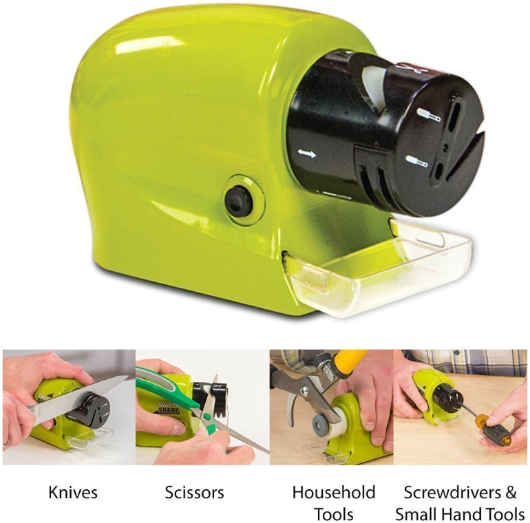 Ascutitor Electric pentru Cutite, Surubelnite, foarfeci, verde