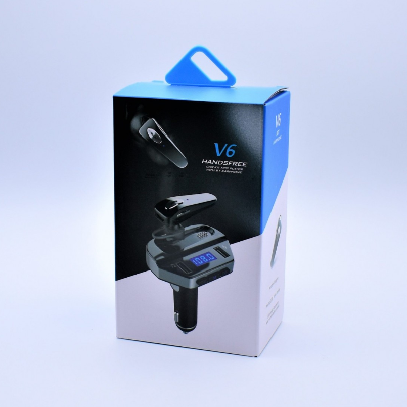 Modulator FM auto cu casca bluetooth 4.2 incorporata, V6 Handsfree