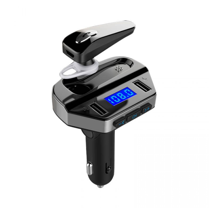 Modulator FM auto cu casca bluetooth 4.2 incorporata, V6 Handsfree