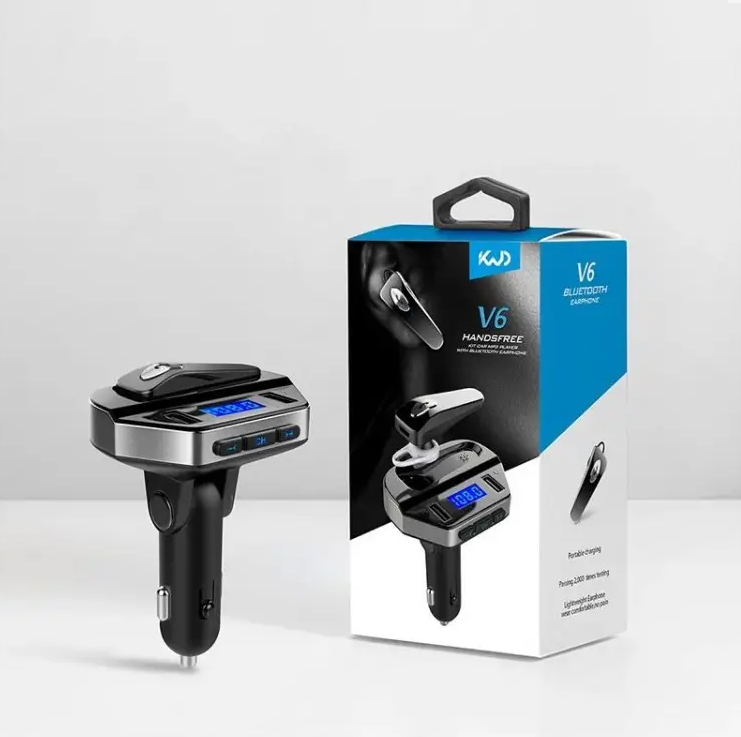 Modulator FM auto cu casca bluetooth 4.2 incorporata, V6 Handsfree