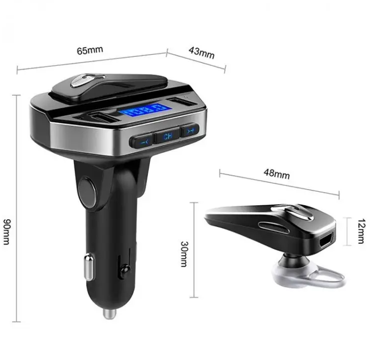 Modulator FM auto cu casca bluetooth 4.2 incorporata, V6 Handsfree