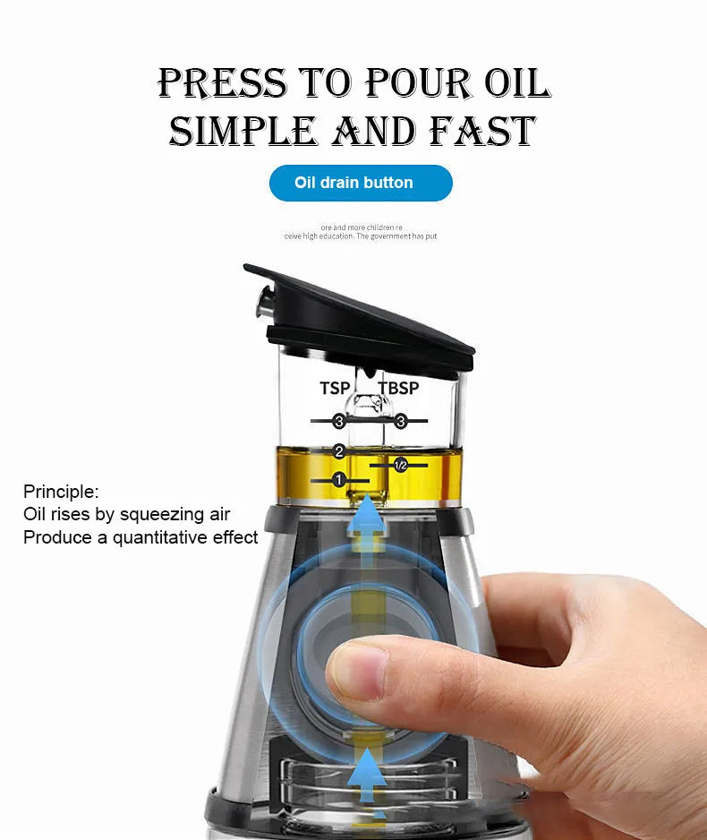 Dispenser inteligent pentru ulei/otet, recipient 500 ml din sticla, cu pompita, Gri