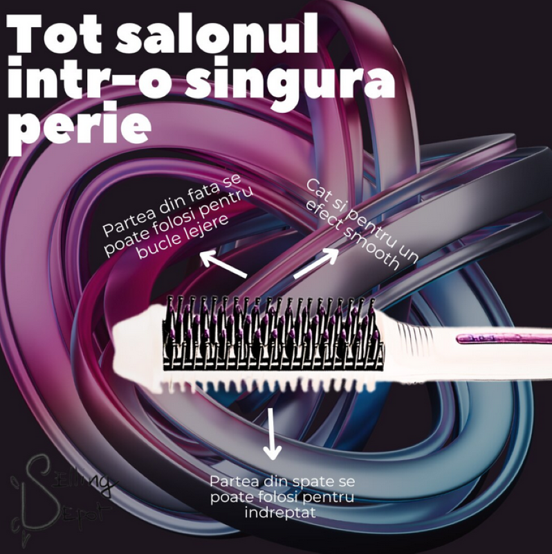 Perie de par electrica, pentru indreptat si ondulat, din ceramica, cu protectii din silicon pentru scalp, alba