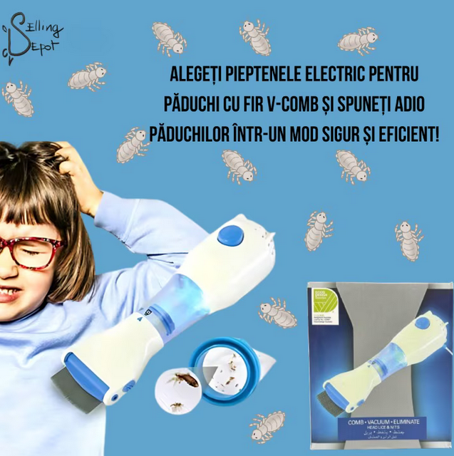 Pieptene Electric pentru Paduchi, cu Fir