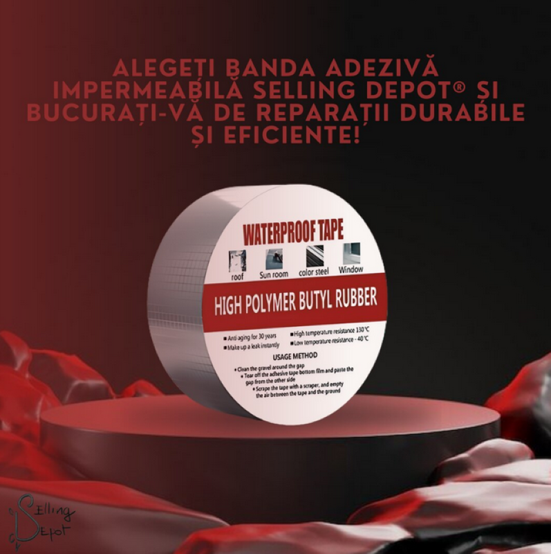 Banda adeziva impermeabila, din folie de aluminiu, pentru repararea scurgerilor, crapaturilor si gaurilor