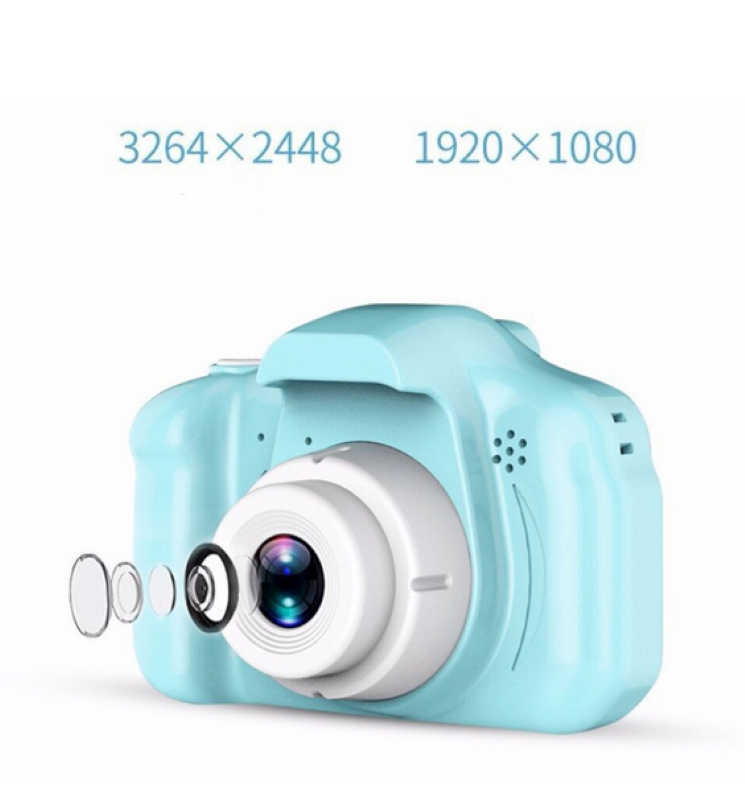 Camera foto interactiva copii full HD, cu 4 jocuri incluse, 7 scene si 4 cadre foto distractive, culoare verde menta