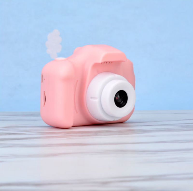 Camera foto interactiva copii full HD, cu 4 jocuri incluse, 7 scene si 4 cadre foto distractive, culoare roz