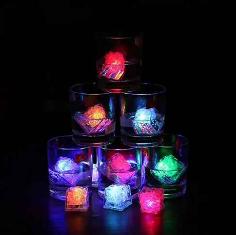 Cuburi de gheata iluminate, 12 cuburi cu LED pentru bauturi, cu lumini schimbatoare