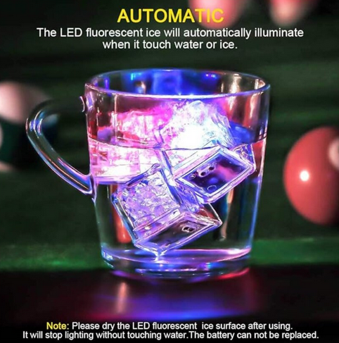 Cuburi de gheata iluminate, 12 cuburi cu LED pentru bauturi, cu lumini schimbatoare