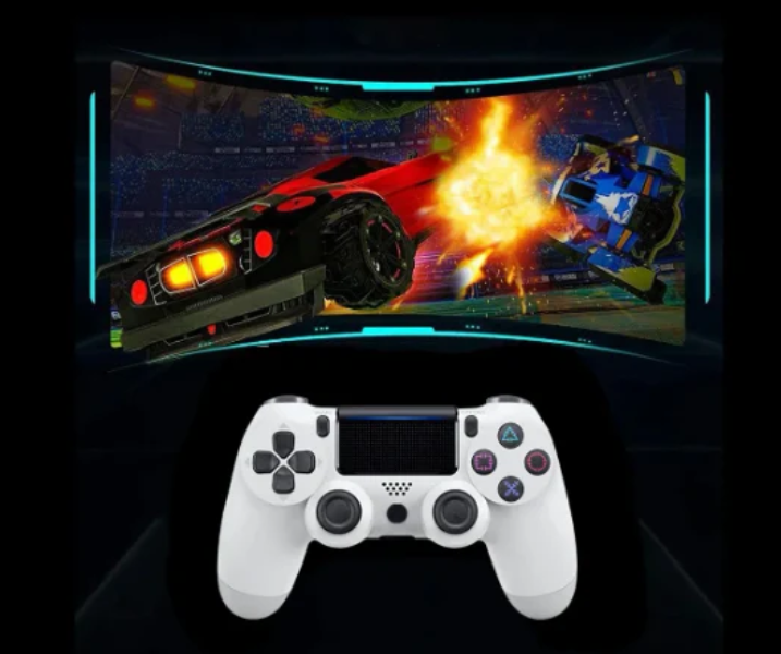 Controller wireless doubleshock, compatibil PS4, PSTV si PS Now, Alb