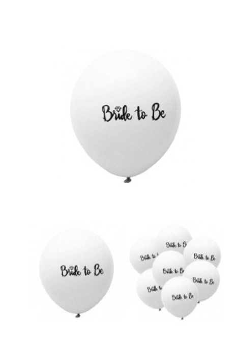 Set baloane din folie BRIDE TO BE, rose gold, 40 cm, 6 baloane din latex alb cu scris, 30 cm
