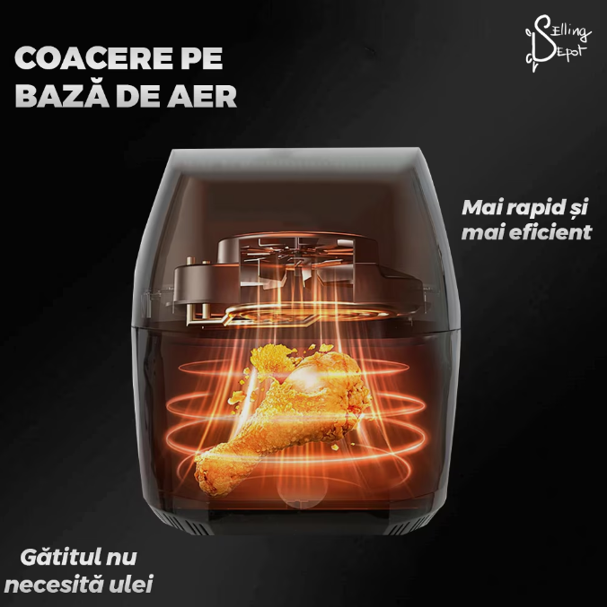 Friteuza Fara Ulei, programe smart chef automate, afisaj digital, tehnologie smart sensing, temperatura ajustabila, functie de pastrare la cald, tensiune alimentare 220 V, 4.5 L, negru