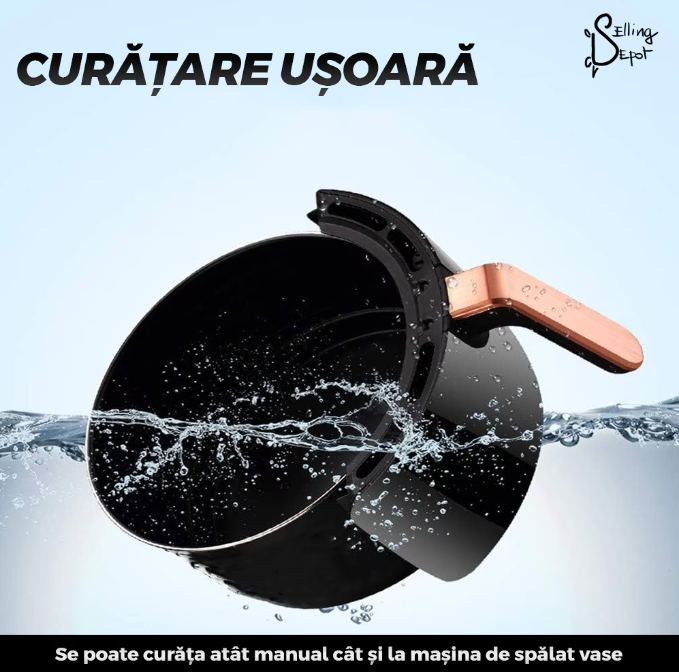 Friteuza Fara Ulei, programe smart chef automate, afisaj digital, tehnologie smart sensing, temperatura ajustabila, functie de pastrare la cald, tensiune alimentare 220 V, 4.5 L, negru
