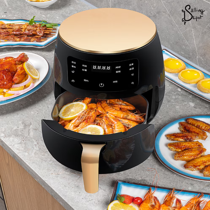 Friteuza Fara Ulei, programe smart chef automate, afisaj digital, tehnologie smart sensing, temperatura ajustabila, functie de pastrare la cald, tensiune alimentare 220 V, 4.5 L, negru