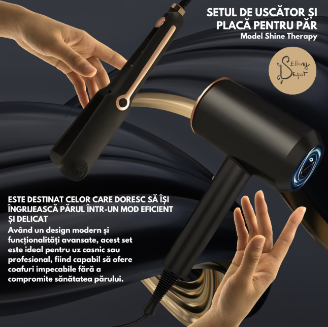 Set Uscător și Placă pentru Păr Shine Therapy 💇♀️