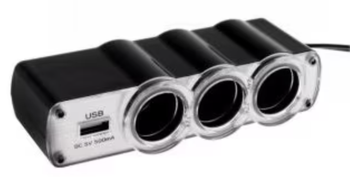 Adaptor priza auto, conectare bricheta, 3 cai si 1 USB MCZ3C1U