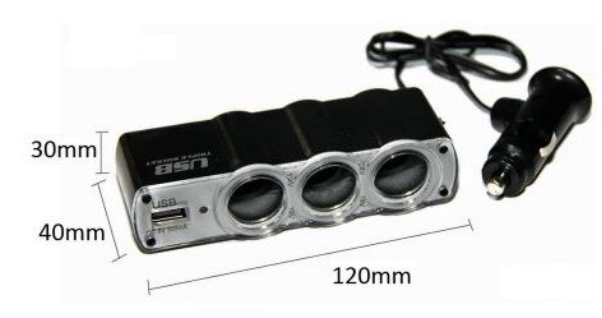 Adaptor priza auto, conectare bricheta, 3 cai si 1 USB MCZ3C1U