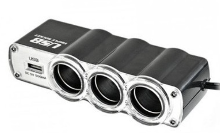 Adaptor priza auto, conectare bricheta, 3 cai si 1 USB MCZ3C1U