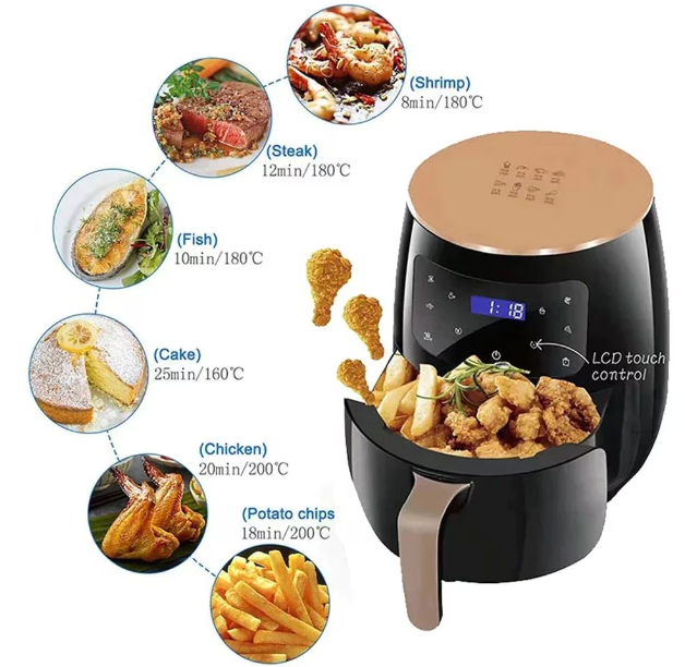 Friteuza Cu Aer Cald, Air Fryer, Afisaj Digital, LCD Touch Control
