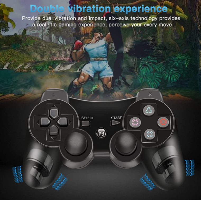 Controller Gamepad Wireless compatibil PS3, PC DoubleShock, Negru