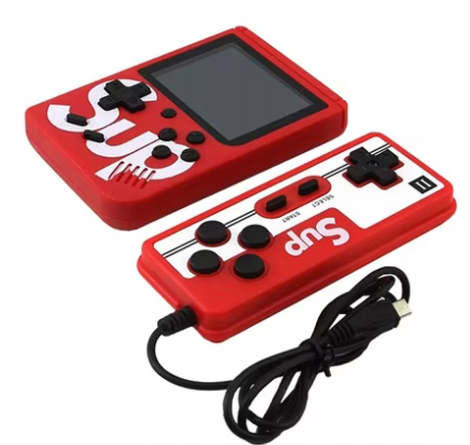 Mini consola retro portabila cu Pad, 400 de jocuri diferite, 2 Jucatori, baterie reincarcabila, culoare Rosu