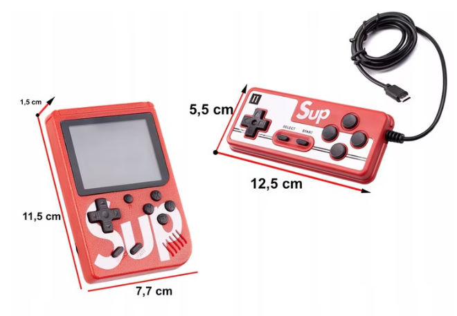 Mini consola retro portabila cu Pad, 400 de jocuri diferite, 2 Jucatori, baterie reincarcabila, culoare Rosu