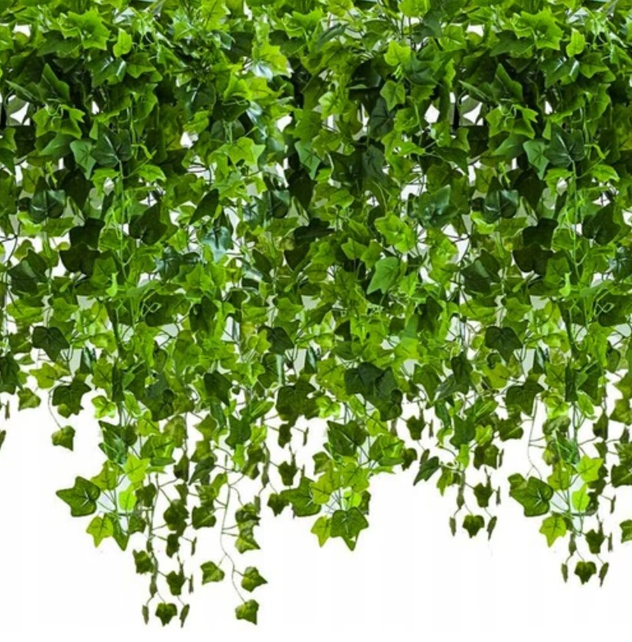Set 12 ghirlande decorative iedera artificiala, 81 Frunze/Ghirlanda, lungime 25.2.m, Inaltime 2.1m, Plastic, Verde