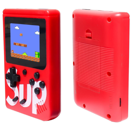Mini consola retro portabila cu Pad, 400 de jocuri diferite, 2 Jucatori, baterie reincarcabila, culoare Rosu