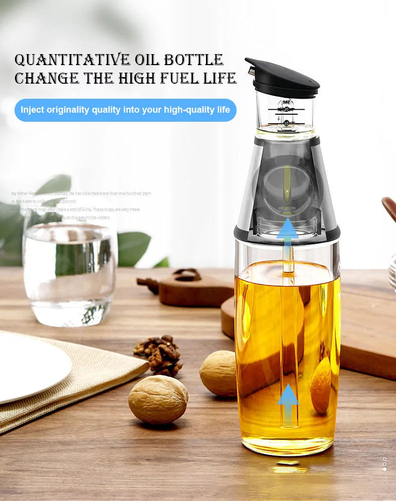 Dispenser inteligent pentru ulei/otet, recipient 500 ml din sticla, cu pompita, Gri