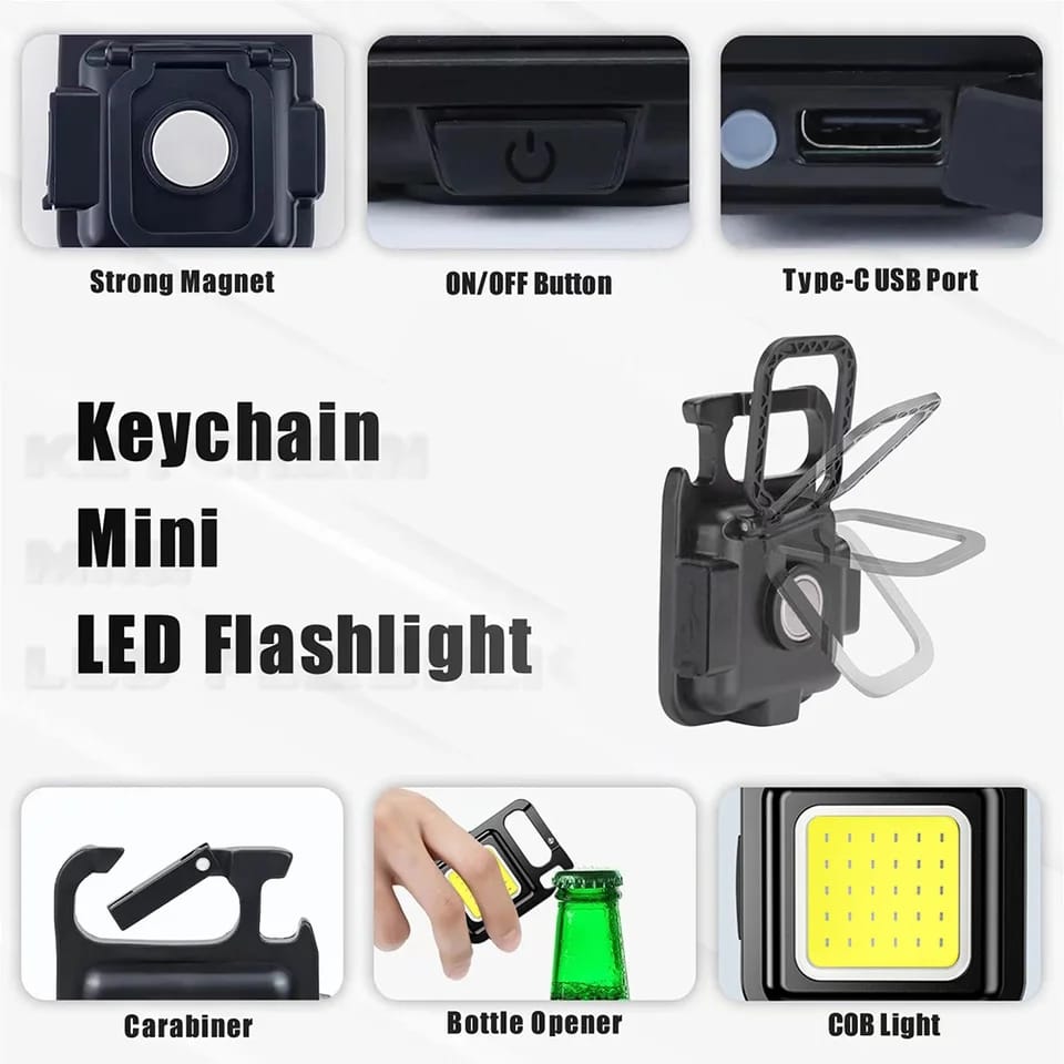 Mini lanterna puternica led tip breloc, waterproof, prindere magnetica