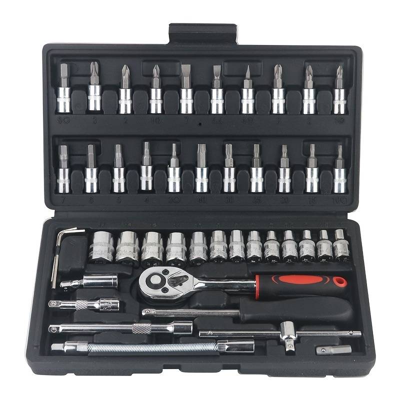 Trusa scule reparat Masini, uz caznic si auto, surubelnita, tubulare, prelungitoare, clichet, 46 piese, fabricata din chrome Vanadium