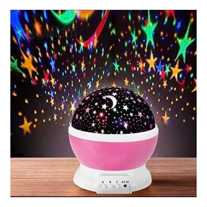 🌟 Lampa de veghe cu Proiector Rotativ cu Stele și Lună, Roz
